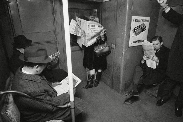 New Yorkers riding the subway in 1966